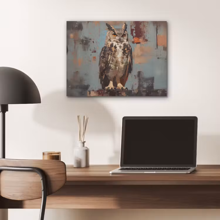 Geschilderd - Abstract - Uil - Bruin PET vilt klein -sfeer5