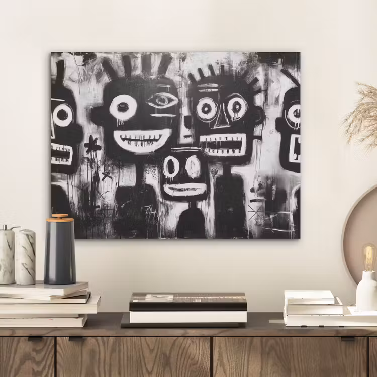 Schilderij - Figuren - Zwart - Abstract PET vilt klein -sfeer1