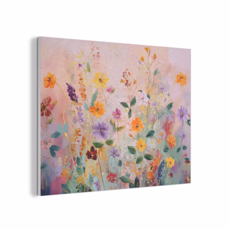 Schilderij - Bloemen - Abstract - Kleurrijk PET vilt klein -3d