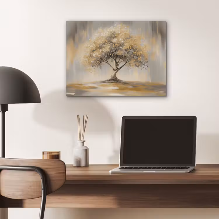 Schilderij - Boom - Abstract - Bladeren PET vilt klein -sfeer5