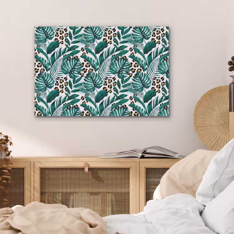 Palmblad - Panterprint - Tropical PET vilt middel -sfeer3