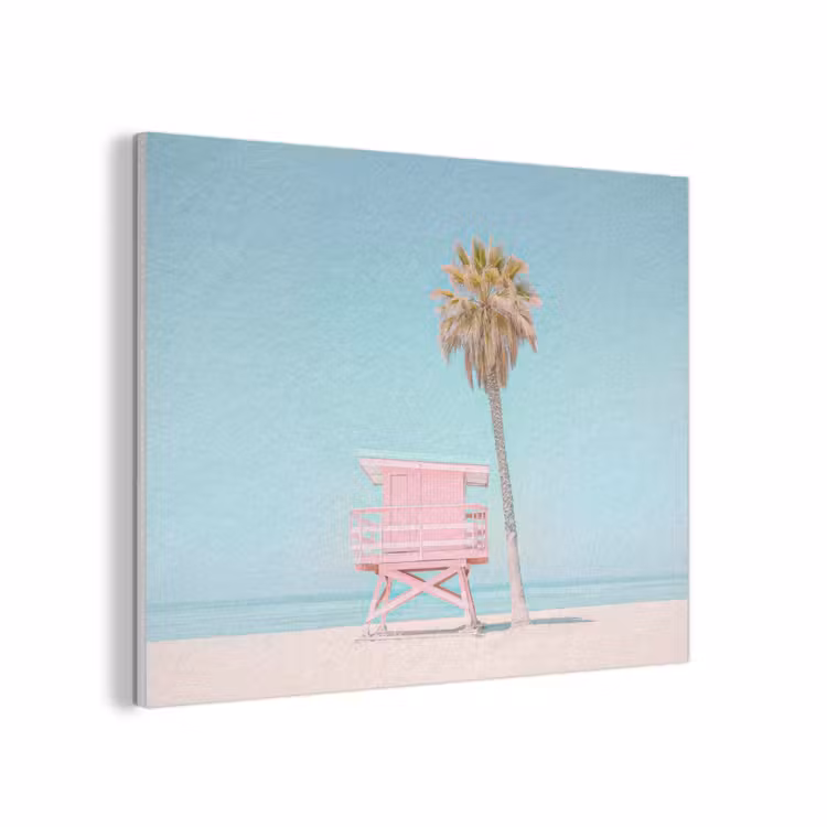 Palmboom - Strandhuis - Roze PET vilt klein -3d
