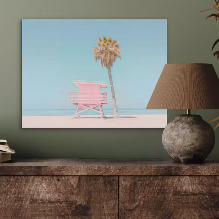 Palmboom - Strandhuis - Roze PET vilt klein -sfeer2
