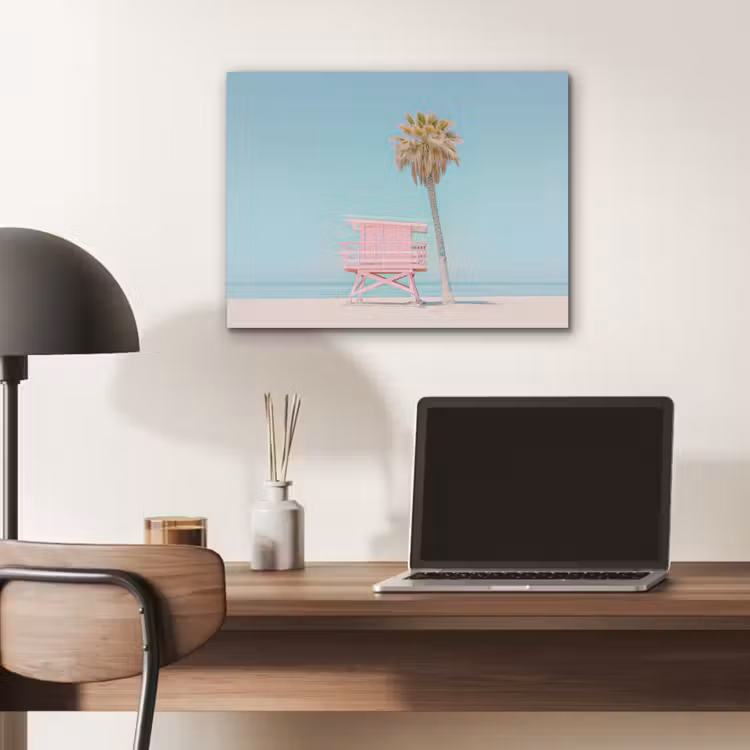 Palmboom - Strandhuis - Roze PET vilt klein -sfeer5