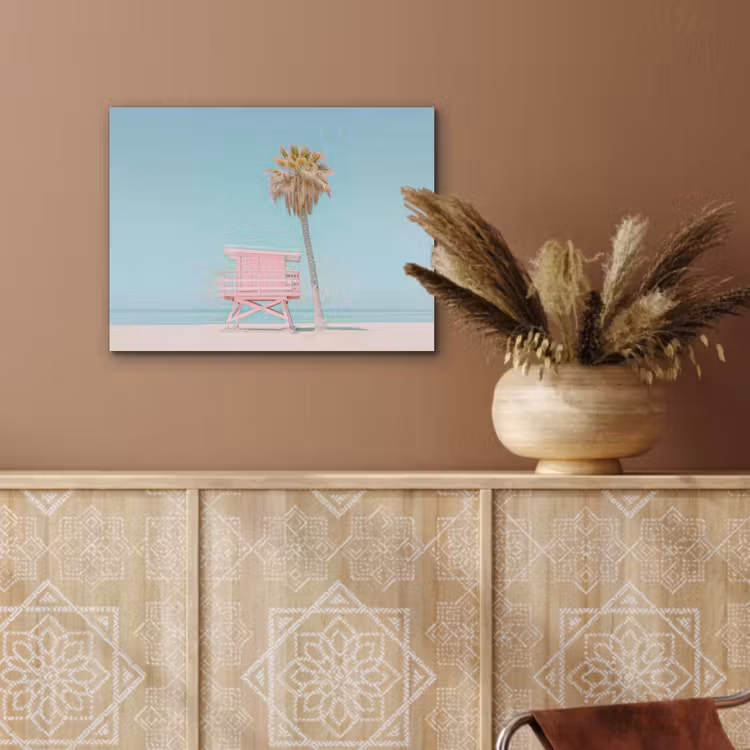 Palmboom - Strandhuis - Roze PET vilt klein -sfeer4