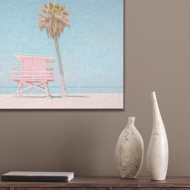 Palmboom - Strandhuis - Roze PET vilt klein -sfeer6_closeup