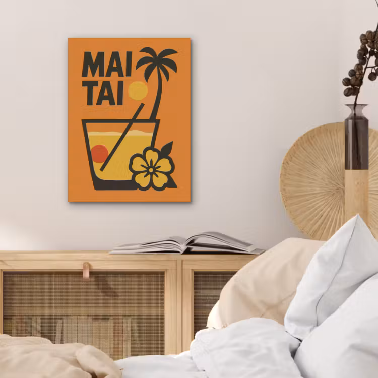 Palmboom - Bloem - Art - Drink PET vilt klein -sfeer3