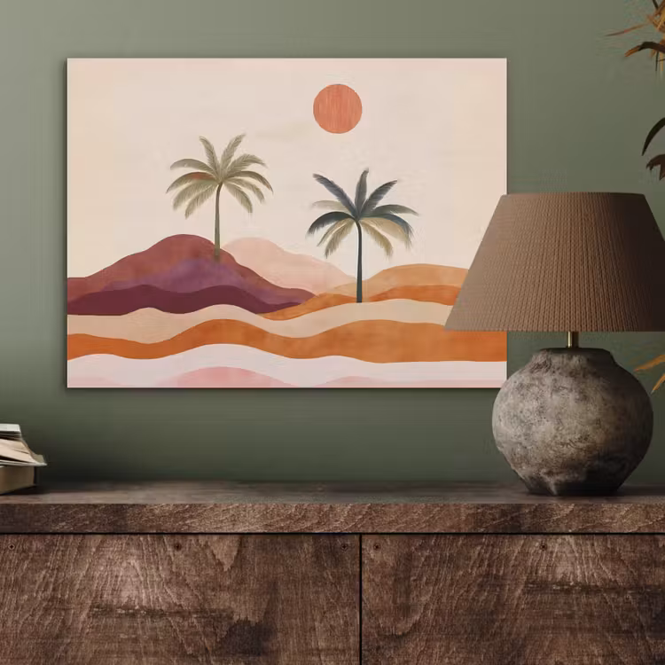 Palmbomen - Abstract - Zon - Heuvels PET vilt klein -sfeer2