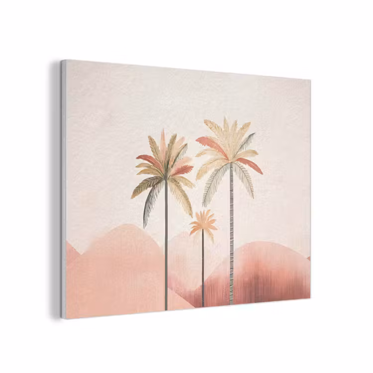 Palmbomen - Heuvels - Minimalistisch - Zachtroze PET vilt klein -3d