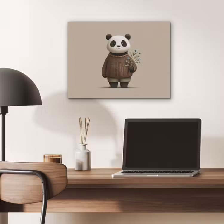 Panda - Blauwe bloemen - Zachtheid PET vilt klein -sfeer5