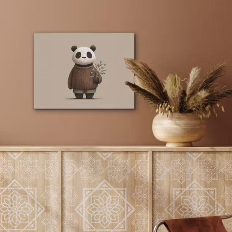 Panda - Blauwe bloemen - Zachtheid PET vilt klein -sfeer4