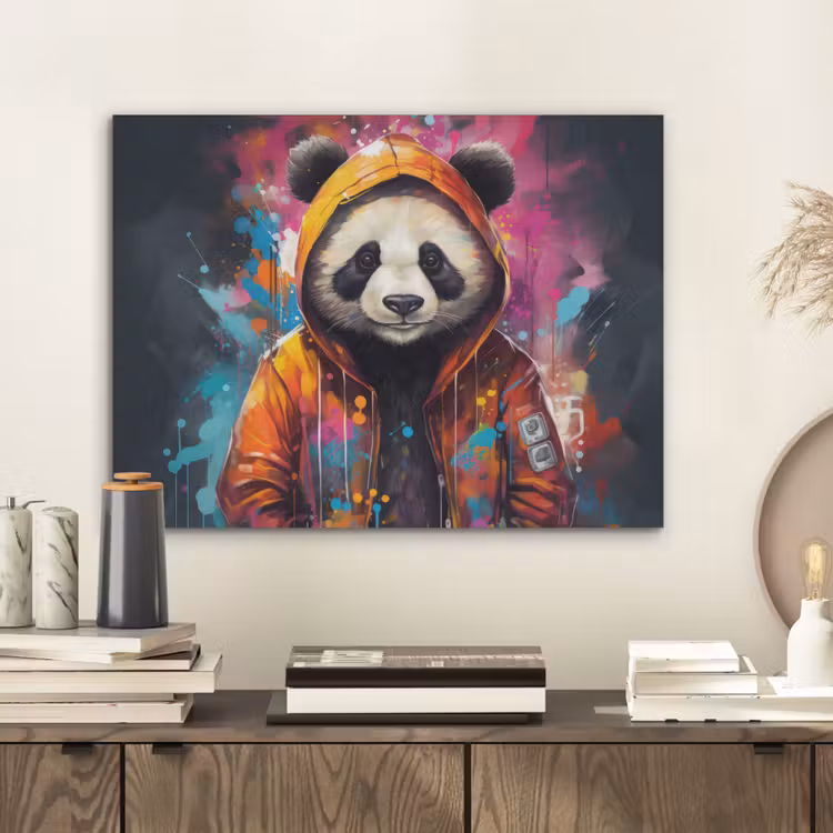 Panda - Jas - Graffiti - Oranje PET vilt klein -sfeer1
