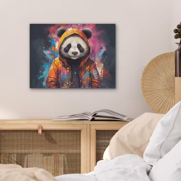 Panda - Jas - Graffiti - Oranje PET vilt klein -sfeer3