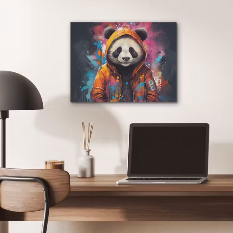Panda - Jas - Graffiti - Oranje PET vilt klein -sfeer5