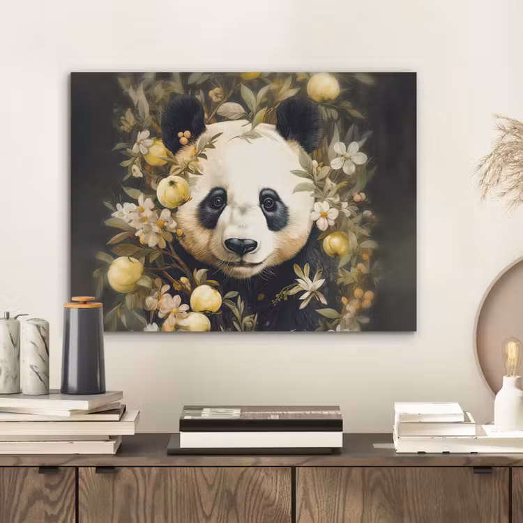 Panda - Pandabeer - Wilde dieren - Natuur - Bloemen PET vilt klein -sfeer1