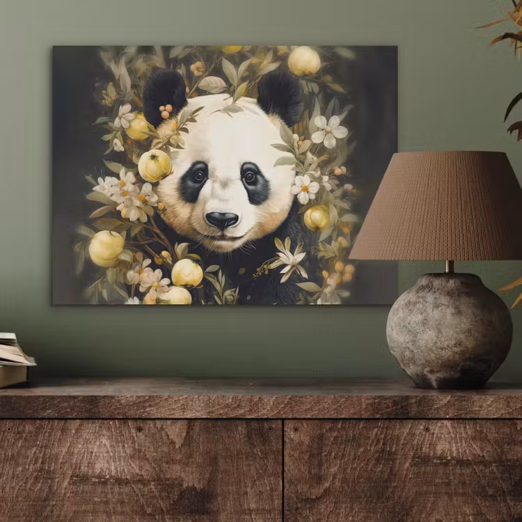 Panda - Pandabeer - Wilde dieren - Natuur - Bloemen PET vilt klein -sfeer2