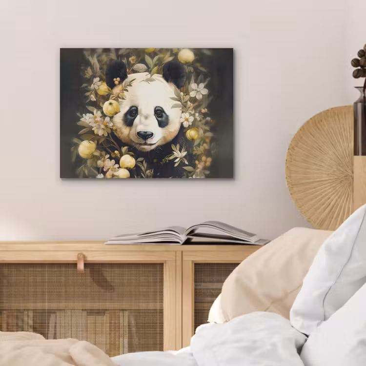 Panda - Pandabeer - Wilde dieren - Natuur - Bloemen PET vilt klein -sfeer3