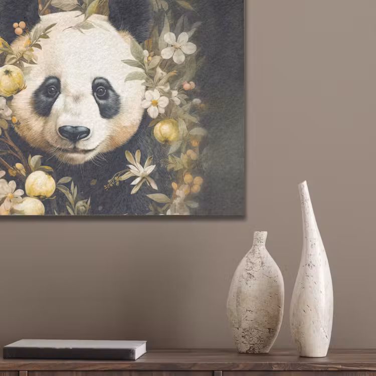 Panda - Pandabeer - Wilde dieren - Natuur - Bloemen PET vilt klein -sfeer6_closeup