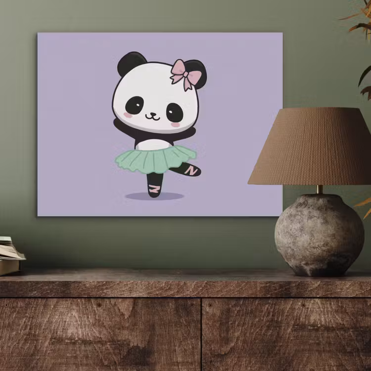Dansende panda - Paars - Sierlijk - Kawaii PET vilt klein -sfeer2