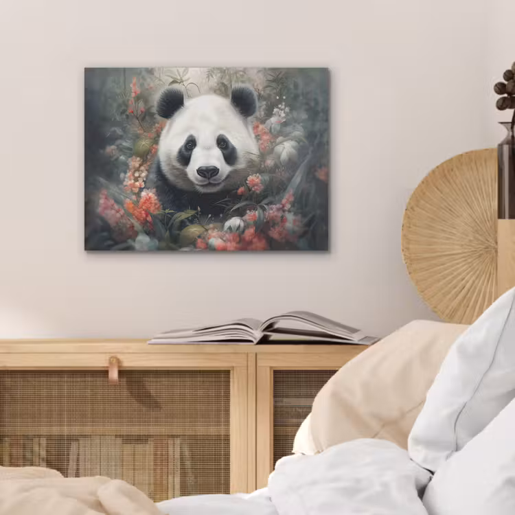Panda - Wilde dieren - Bloemen - Natuur PET vilt klein -sfeer3