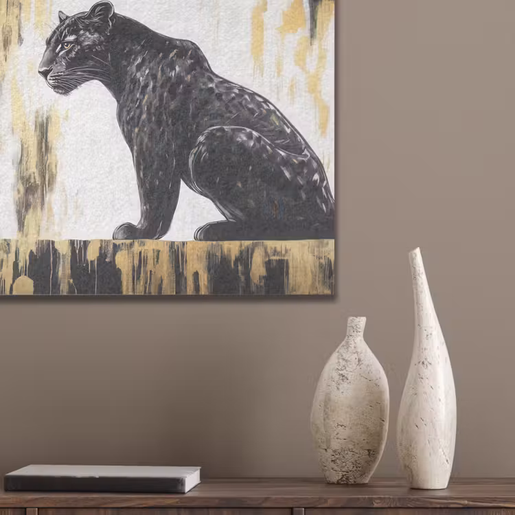 Panter - Zwart - Abstract - Goud PET vilt klein -sfeer6_closeup
