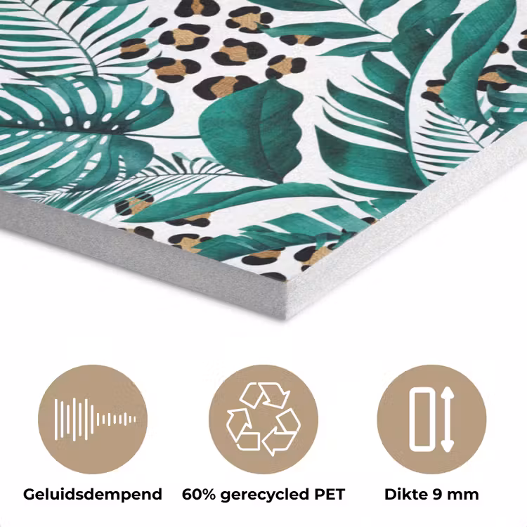 Inductie beschermer - Panterprint - Bladeren - Jungle - Afdekplaat voor kookplaat PET vilt klein -closeup_NL
