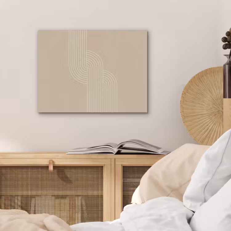 Parallelle lijnen - Lichte textuur - Beige PET vilt klein -sfeer3