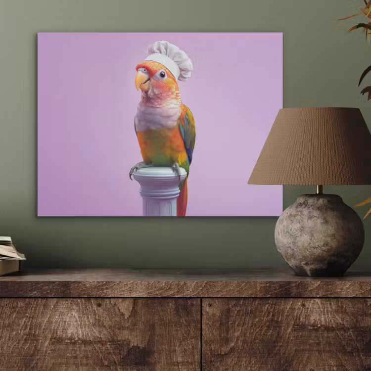 Papegaai - Koksmuts - Pilaar - Vogel PET vilt klein -sfeer2
