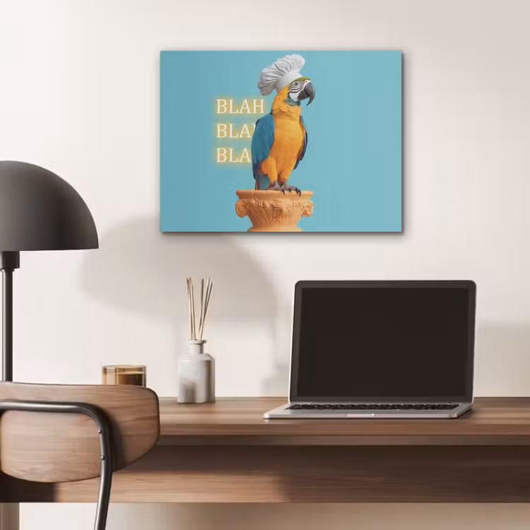 Papegaai - Koksmuts - Quote - Neon PET vilt klein -sfeer5