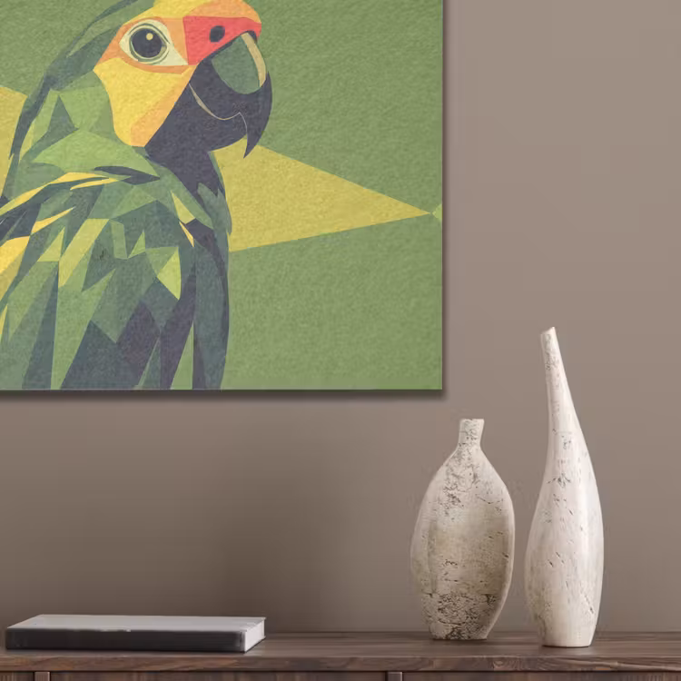 Papegaai - Groen - Snavel - Abstract PET vilt klein -sfeer6_closeup