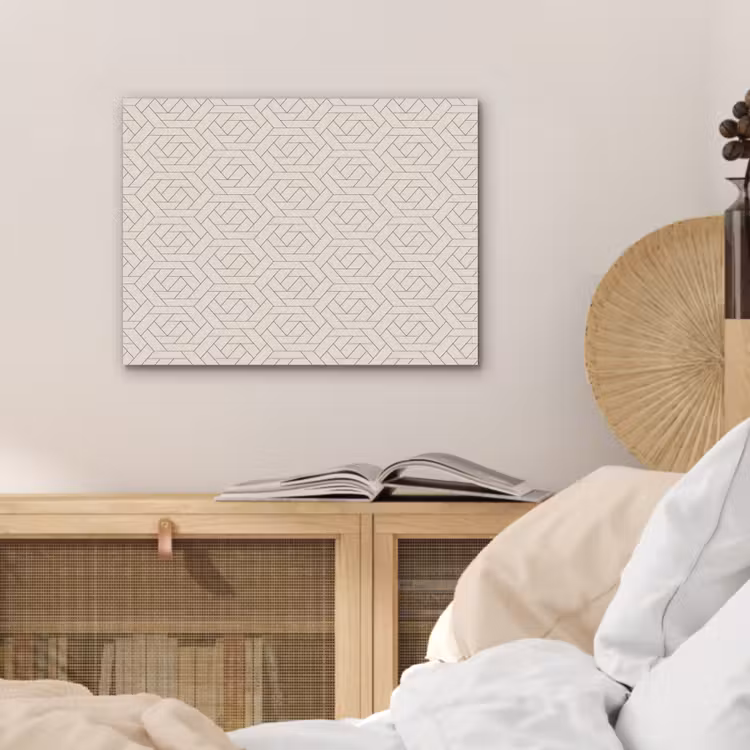 Patroon - Beige - Lijnen - Bruin PET vilt klein 837 -sfeer3
