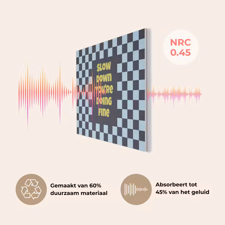Patroon - Geblok - Blauw - Slow down you're doing fine PET vilt klein -USP_NL