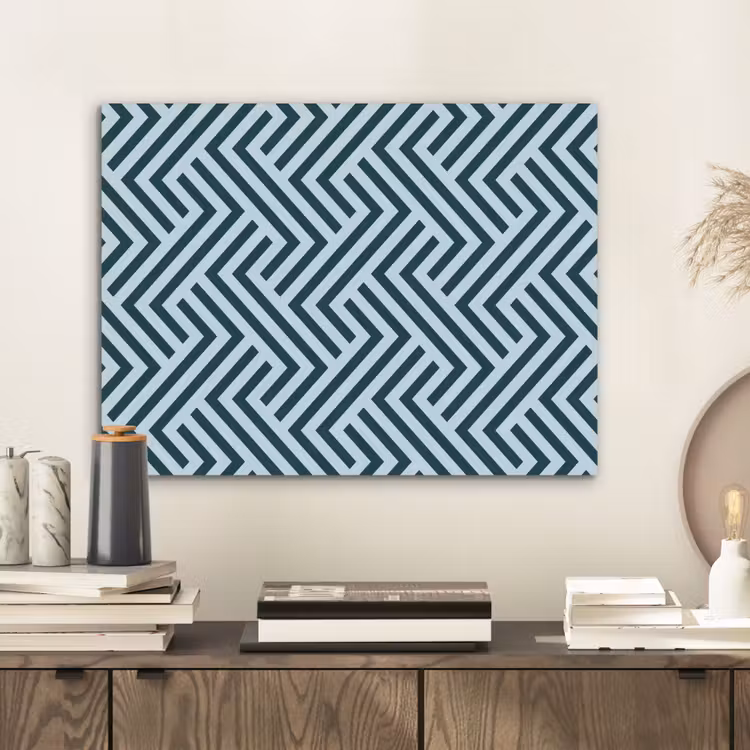 Patroon - Blauw - Lijnen - Zigzag PET vilt klein 837 -sfeer1