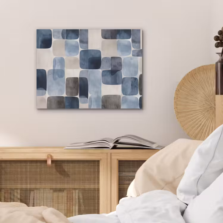 Patroon - Blauw - Vierkanten PET vilt klein -sfeer3