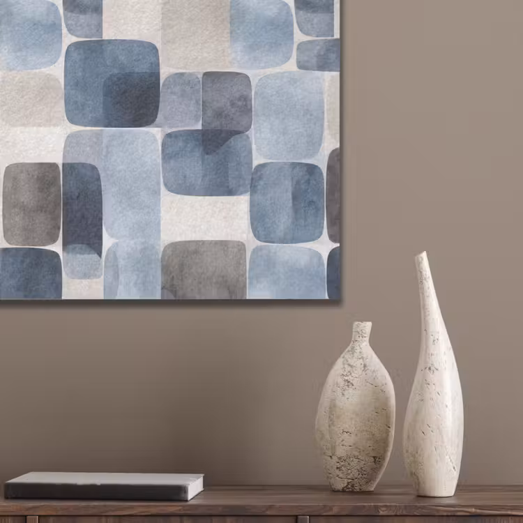 Patroon - Blauw - Vierkanten PET vilt klein -sfeer6_closeup