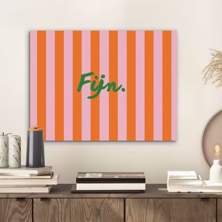 Patroon - Oranje - Fijn - Strepen PET vilt klein -sfeer1
