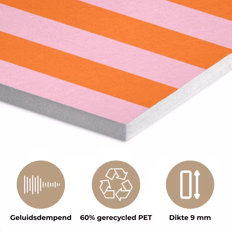 Patroon - Oranje - Fijn - Strepen PET vilt klein -closeup_NL