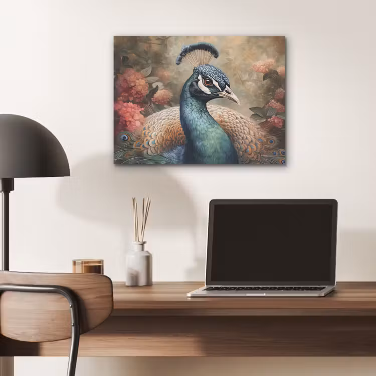 Pauw - Vogel - Bloemen - Planten - Pauwenveren PET vilt klein -sfeer5