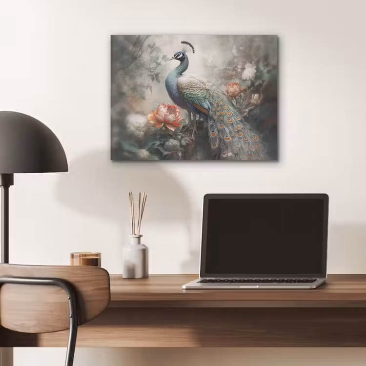 Pauw - Pauwenveren - Vogel - Jungle - Bloemen PET vilt klein -sfeer5