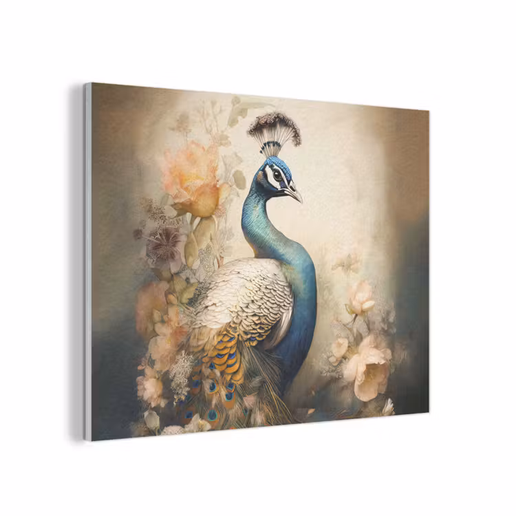 Pauw - Pauwenveren - Bloemen - Vogels - Botanisch PET vilt klein -3d