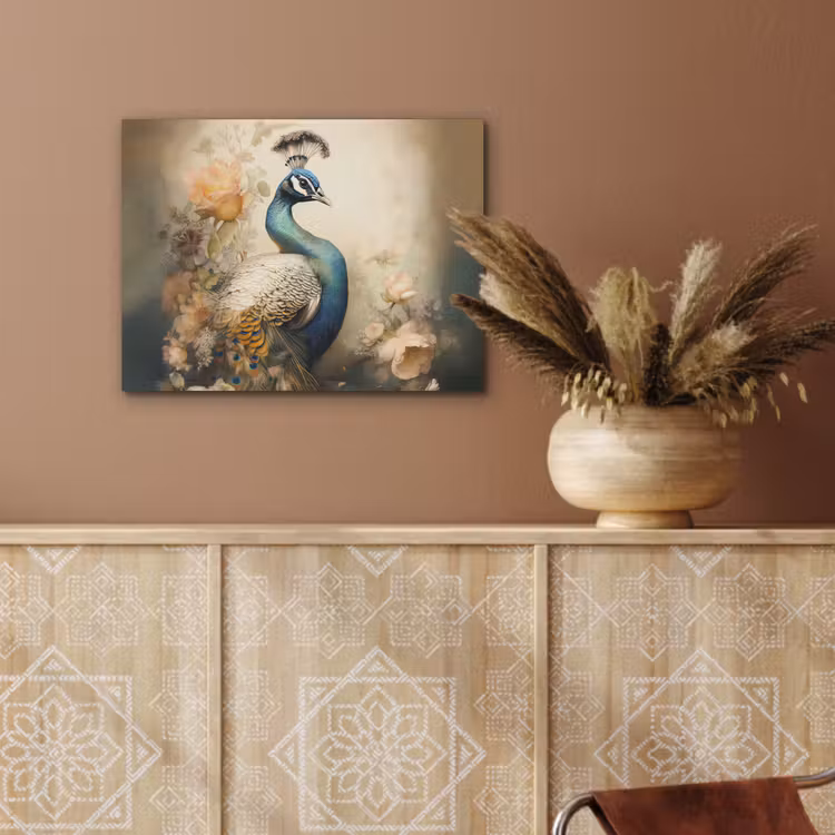 Pauw - Pauwenveren - Bloemen - Vogels - Botanisch PET vilt klein -sfeer4