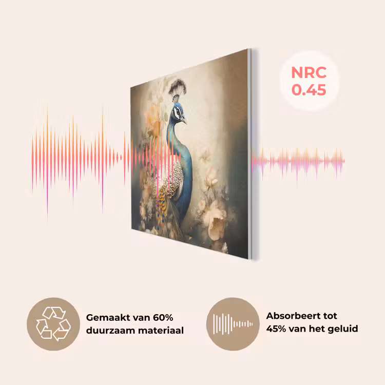 Pauw - Pauwenveren - Bloemen - Vogels - Botanisch PET vilt klein -USP_NL