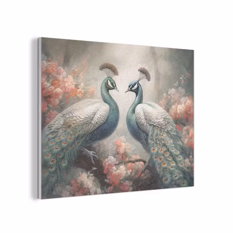 Pauwen - Pauwenveren - Vogels - Bloemen - Natuur PET vilt klein -3d