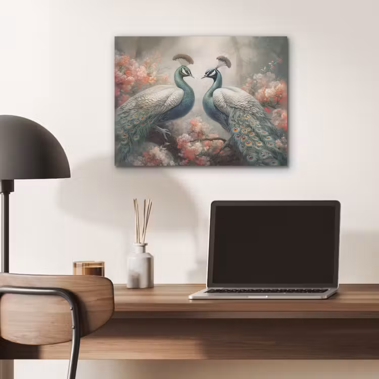 Pauwen - Pauwenveren - Vogels - Bloemen - Natuur PET vilt klein -sfeer5