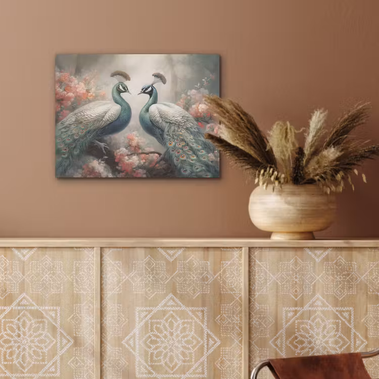 Pauwen - Pauwenveren - Vogels - Bloemen - Natuur PET vilt klein -sfeer4