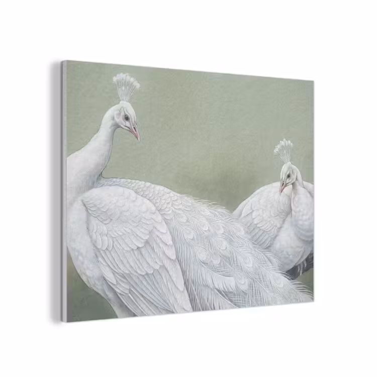 Pauwen - Wit - Natuur - Groen PET vilt klein -3d