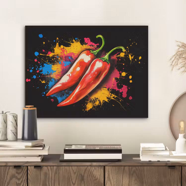 Peper - Graffiti - Verf - Abstract - Modern - Kleurrijk PET vilt klein -sfeer1