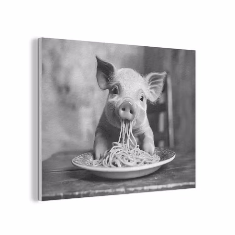 Varken - Schattig - Spaghetti - Zwart wit - Dier PET vilt klein -3d