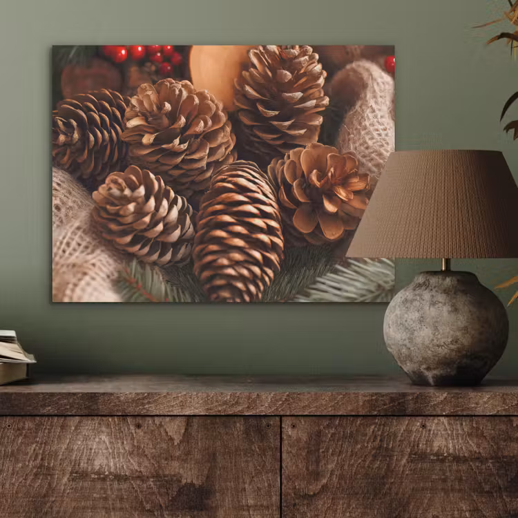 Dennenappels - Boom - Winter - Natuur - Bruin PET vilt klein -sfeer2