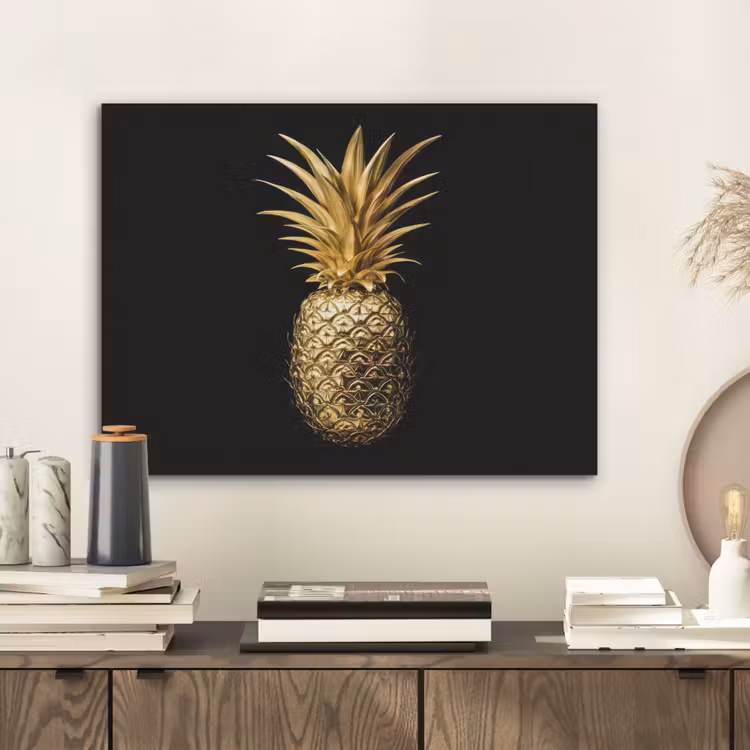 Ananas - Zwart - Goud - Luxe PET vilt klein -sfeer1